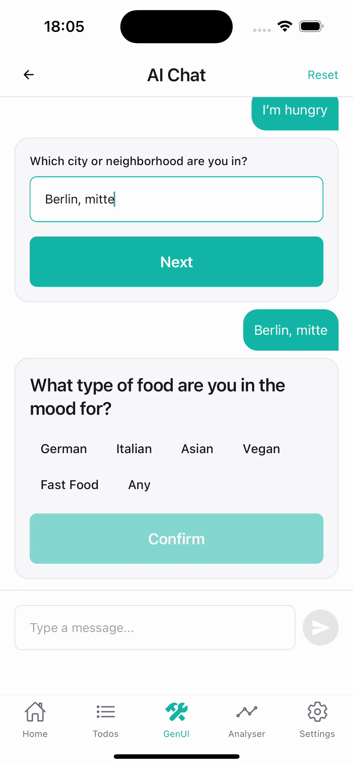Wire RN food recommendation — screen 2 of 7